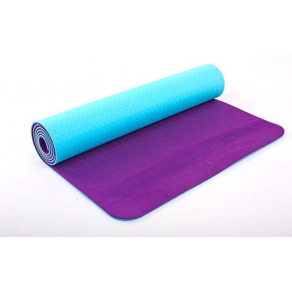 Коврик для йоги Zelart TPE 61см*173см*6 мм, Китай голубой с фиолетовым