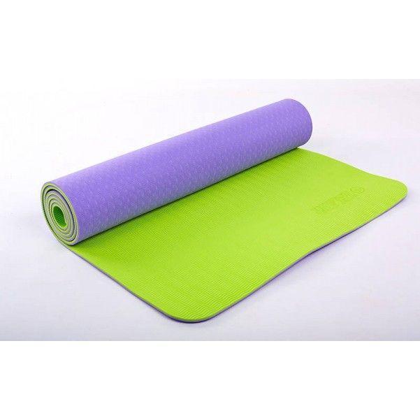 Коврик для йоги Zelart TPE 61см*173см*6 мм, Китай салатовый с фиолетовым