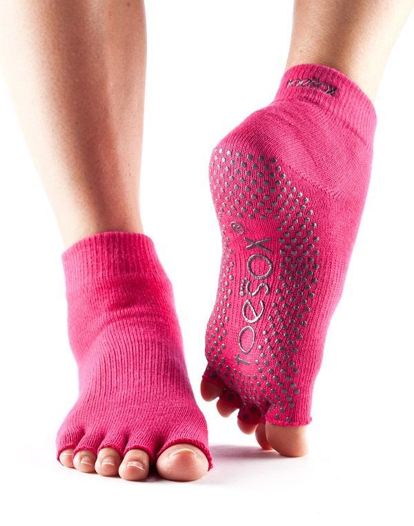 Носки для йоги ToeSox Grip Half Toe Ankle (Fuchsia)
