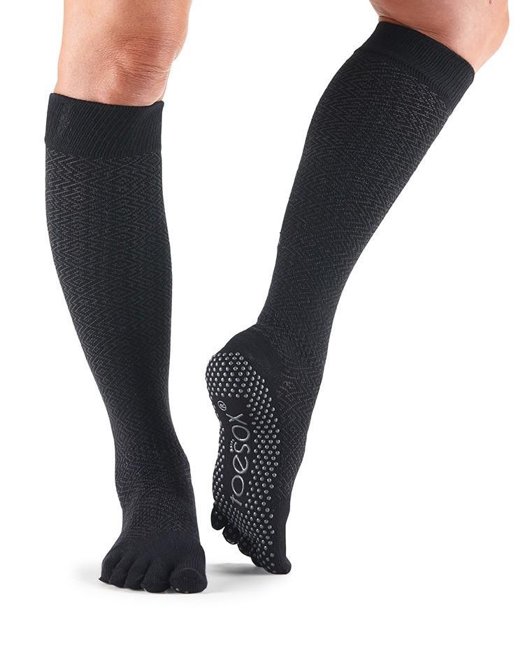 Носки для йоги ToeSox Grip Full Toe Scrunch Knee High (Onyx)