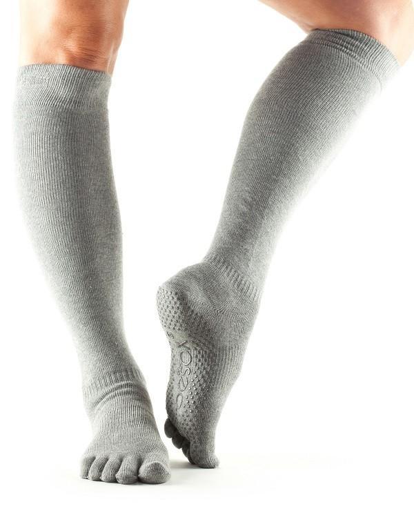 Носки для йоги ToeSox Grip Full Toe Scrunch Knee High (Heather Grey)