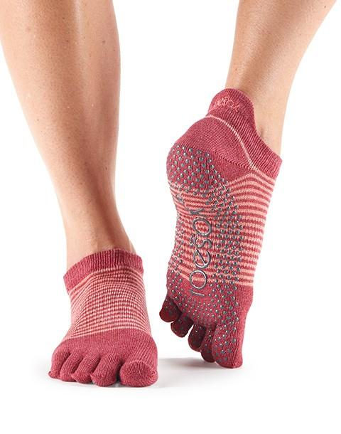 Носки для йоги ToeSox Grip Full Toe Low Rise (Pomegranate Stripe)
