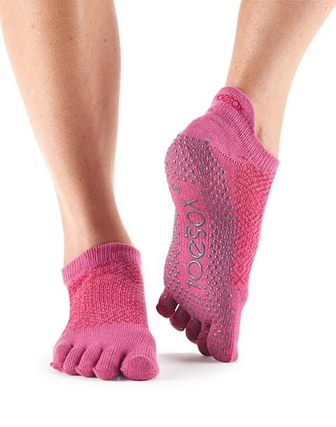 Носки для йоги ToeSox Grip Full Toe Low Rise (Ruby)