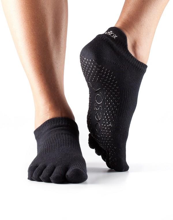 Носки для йоги ToeSox Grip Full Toe Low Rise (Black)