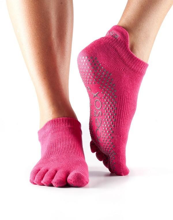 Носки для йоги ToeSox Grip Full Toe Low Rise (Fuchsia)