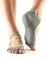 Носки для йоги ToeSox Grip Half Toe Bellarina (Heather Grey/Limeaid Trim)