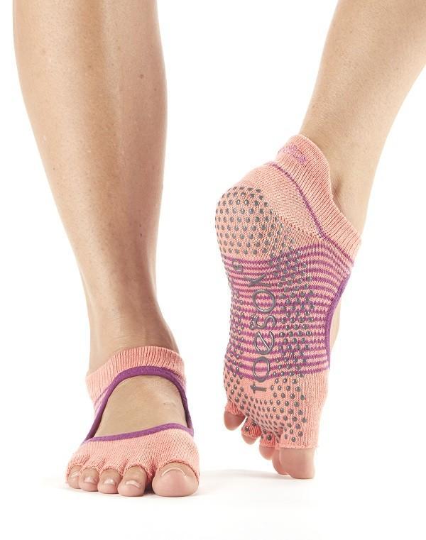 Носки для йоги ToeSox Grip Half Toe Bellarina (Persimmon Stripe)