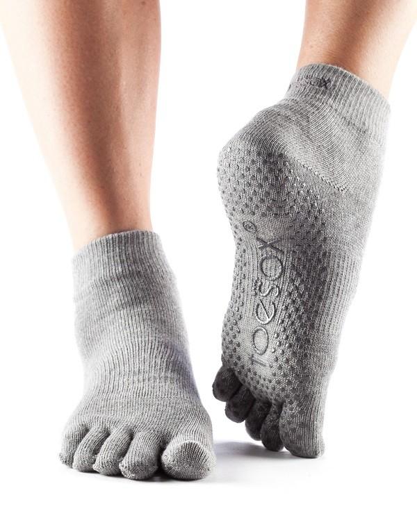 Носки для йоги ToeSox Grip Full Toe Ankle (Heather Grey)