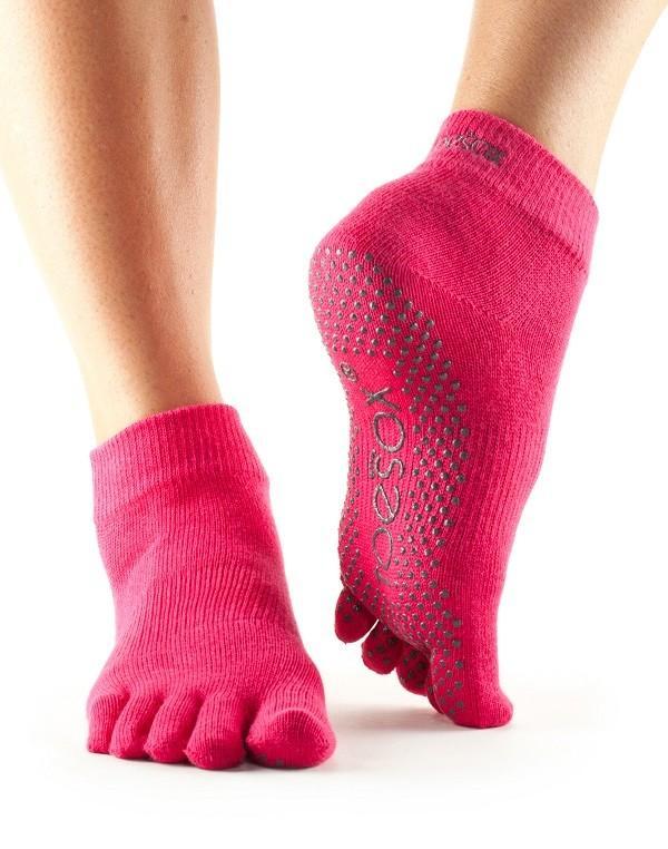 Носки для йоги ToeSox Grip Full Toe Ankle (Fuchsia)
