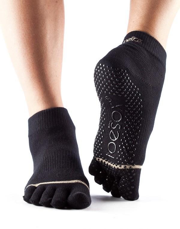 Носки для йоги ToeSox Grip Full Toe Ankle (Black) XS, XL