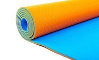 Коврик для фитнеса и йоги TPE+TC 6 мм двухслойный ZELART FI-5172-5 оранжевый-синий