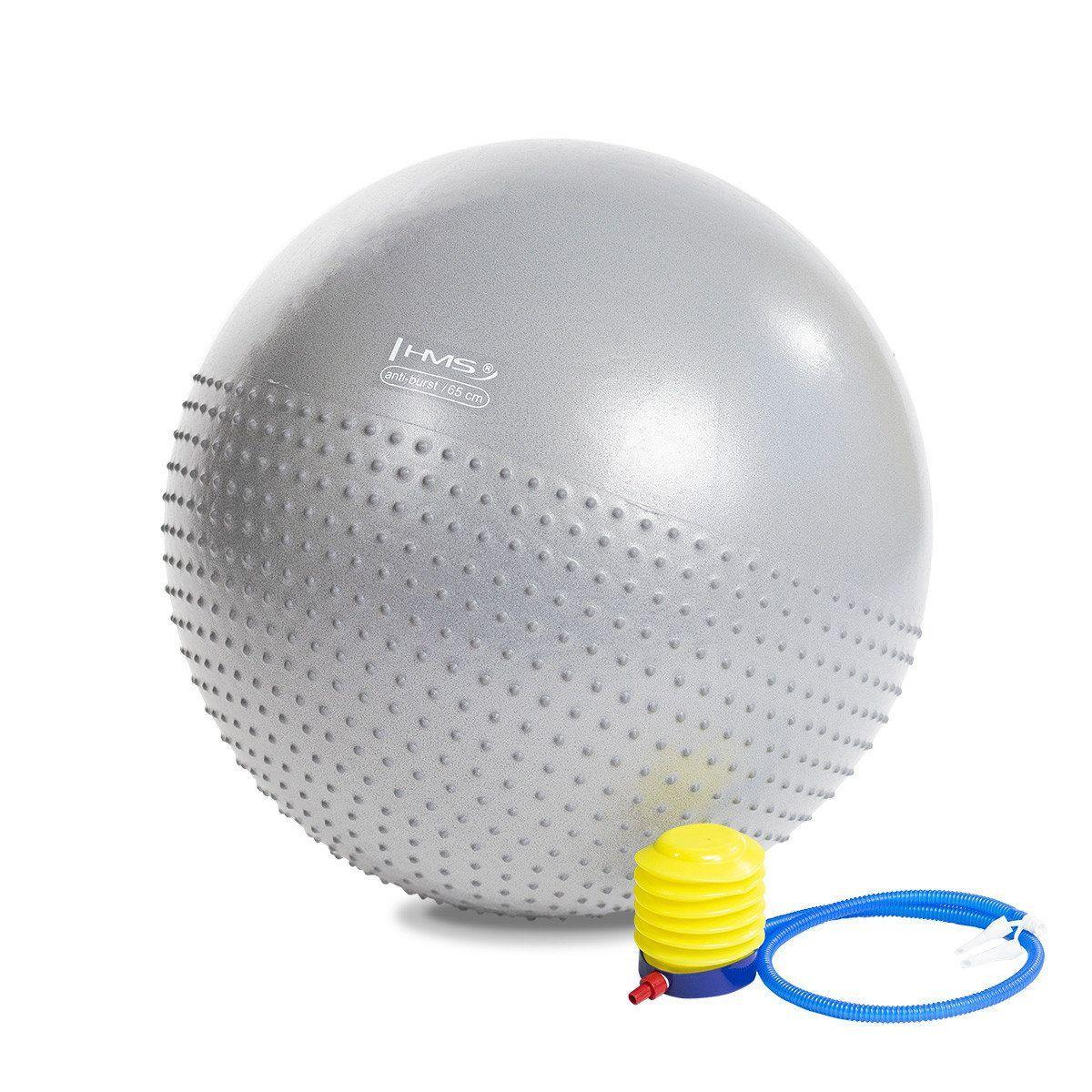 Мяч для фитнеса (фитбол) полумассажный HMS YB03 65 см Anti-Burst Light Grey
