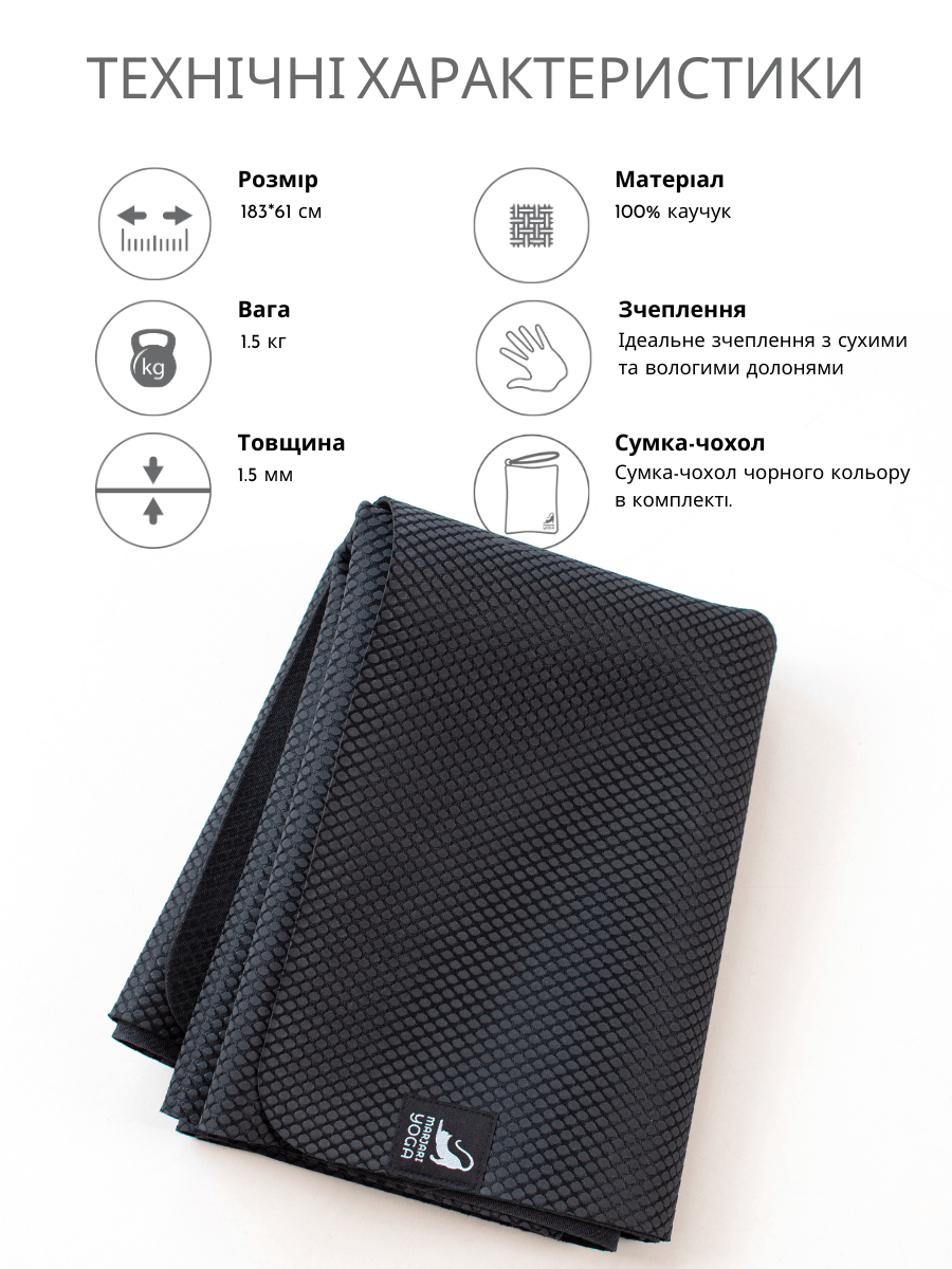 Складной коврик для йоги Marjari Travel Black