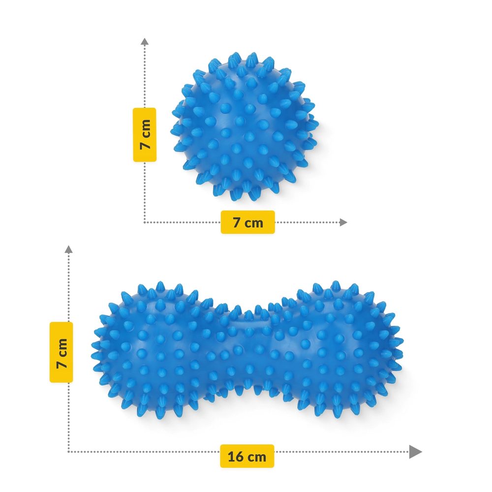 Массажный мяч двойной с шипами 4FIZJO Spike+ 7 x 16 см Blue (P-5905973403337)