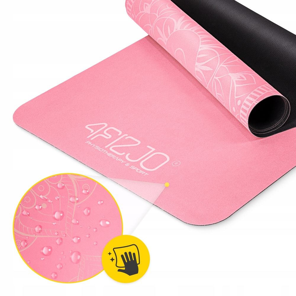 Коврик (мат) спортивный 4FIZJO замша 183 x 61 x 0.15 см для йоги и фитнеса Pink (P-5905973404419)