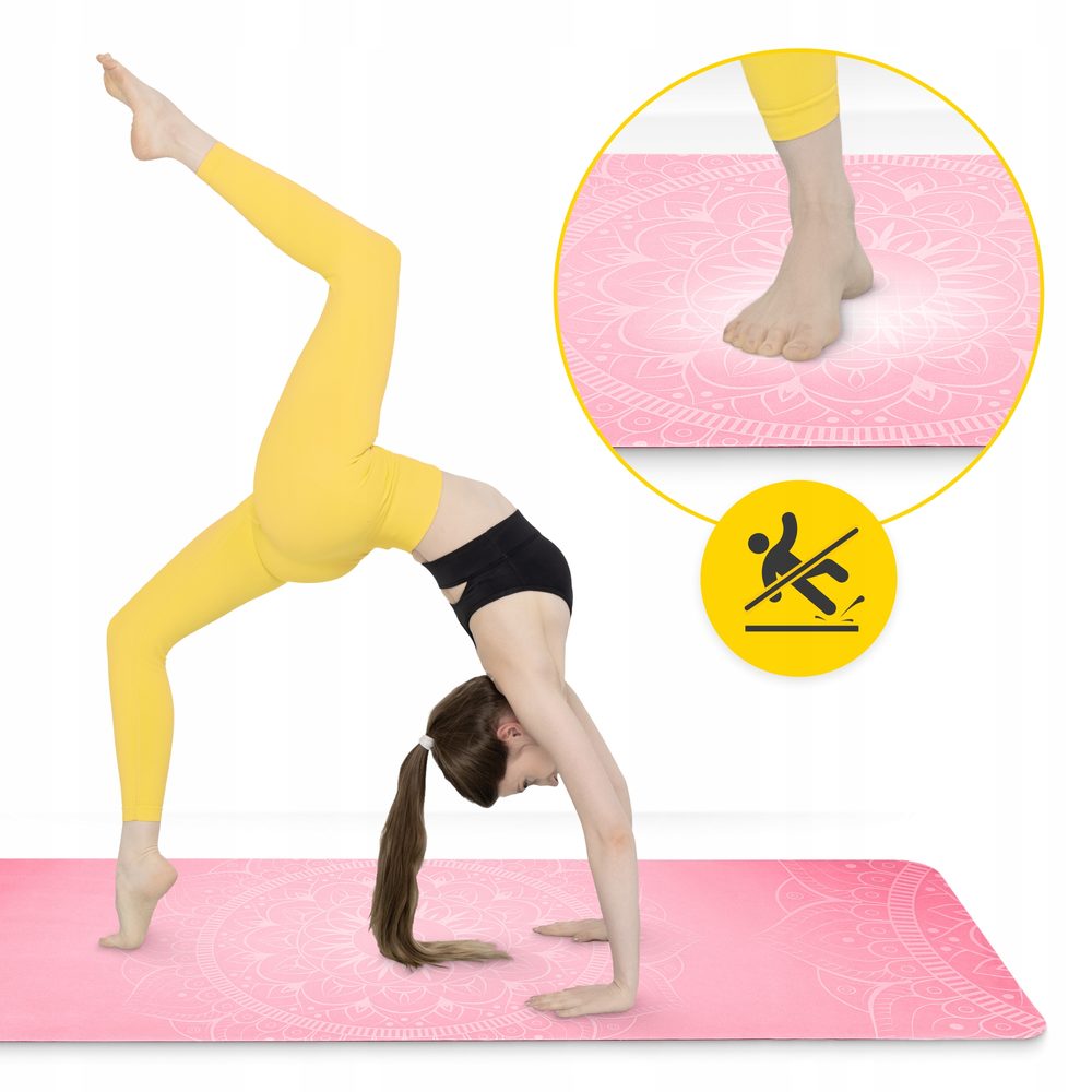 Коврик (мат) спортивный 4FIZJO замша 183 x 61 x 0.15 см для йоги и фитнеса Pink (P-5905973404419)
