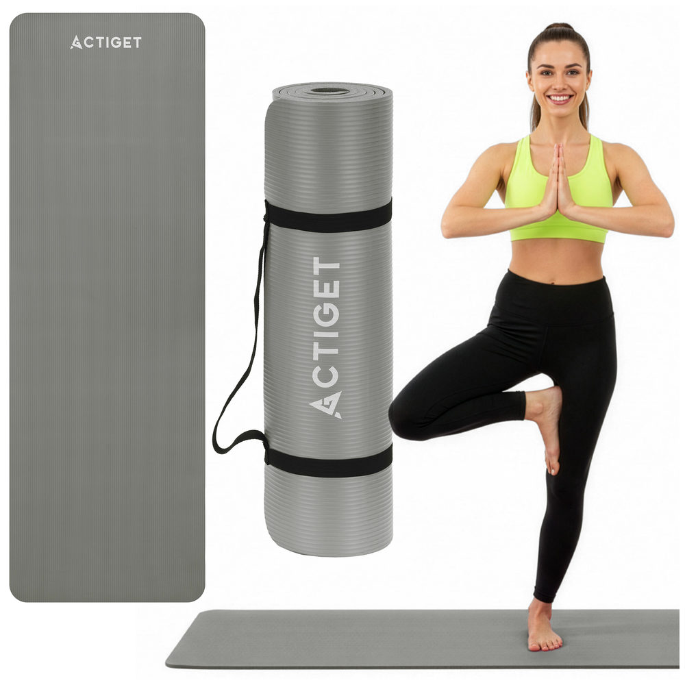 Коврик спортивный Actiget NBR 183 x 61 x 1 cм для йоги и фитнеса ACT0019 Grey