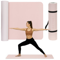 Коврик спортивный Actiget TPE 183 x 61 x 0.6 см для йоги и фитнеса ACT0023 Pink/Grey